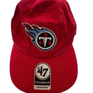 '47 Tennessee Titans Red Clean Up Adjustable Strapback Hat OSF With Stickers